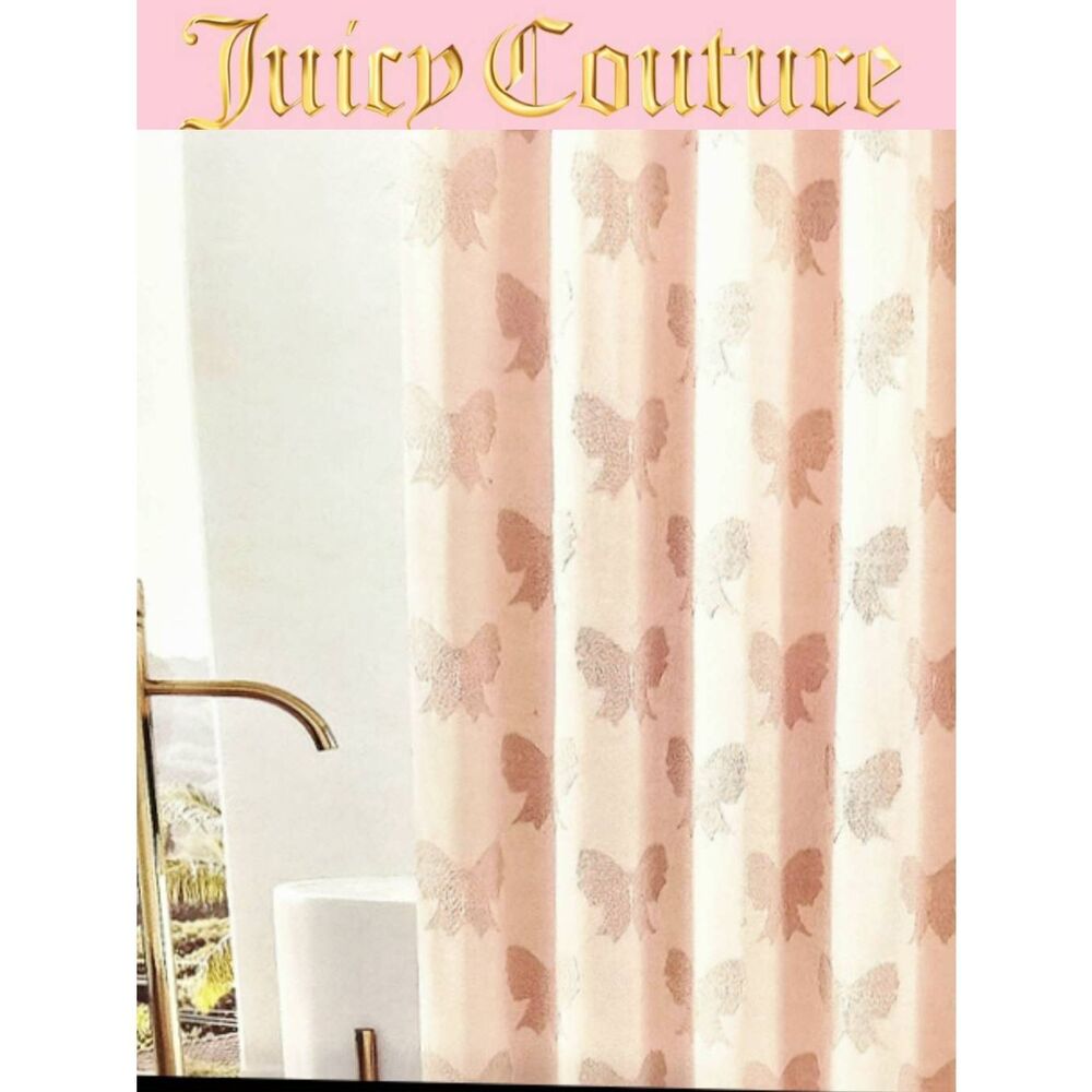 Juicy Couture Home Butterflies Embroidered Fabric Shower Curtain